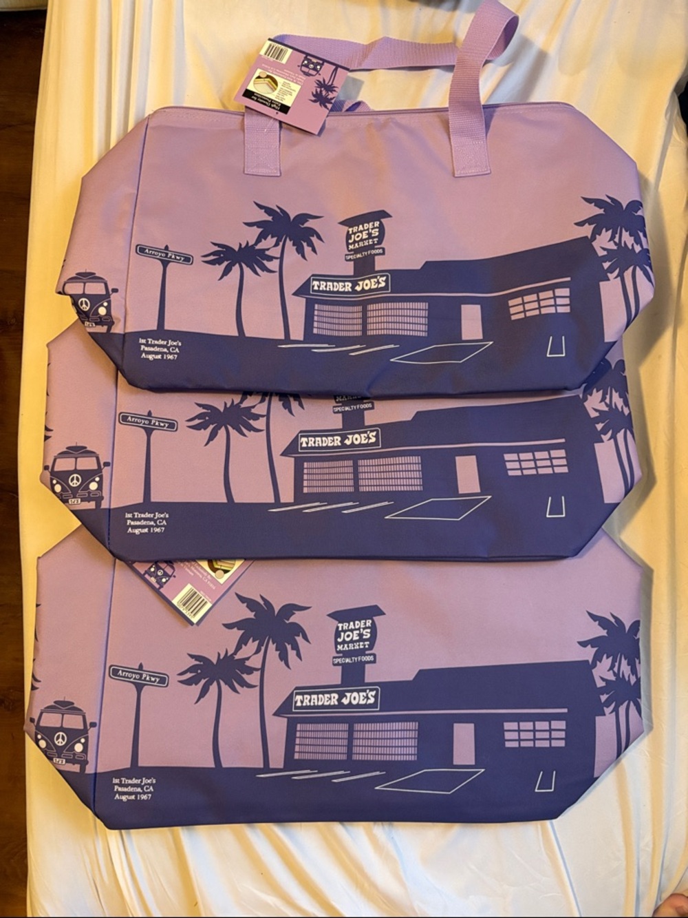 NWT Trader Joe’s Set of 3 Large Lavender Purple Insulated Bags Spring 2026